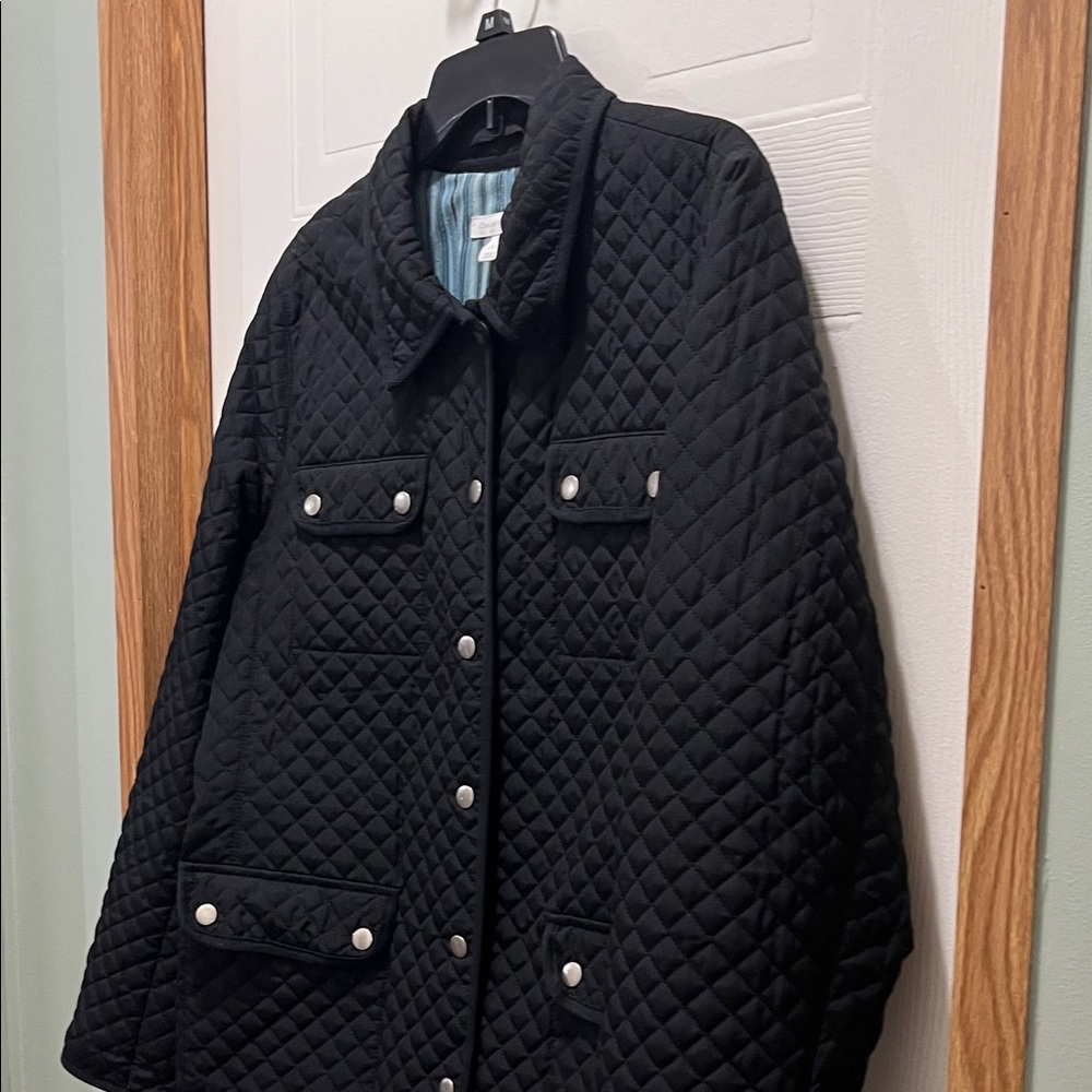 Charter Club Black Quilted Utility Jacket